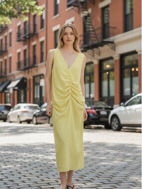 khaki linen maxi dress Papavero Linen Maxi Dress in Slate by Free Angel - Kindred Spirit main image 1